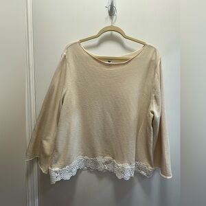 GAP Cream Women's Sweatshirt with Lace Hem